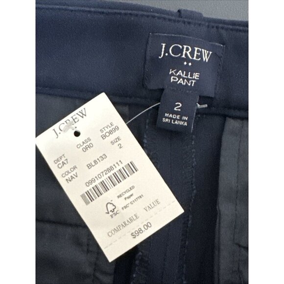 J. Crew Women's 2 Kallie Pants Navy Stretch NWT Tapered Leg - Picture 5 of 12